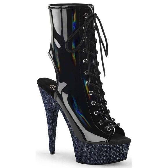 Pleaser BEJEWELED-1016-6 Black Holo & Midnight Rhinestone Boots - Picture 1 of 5